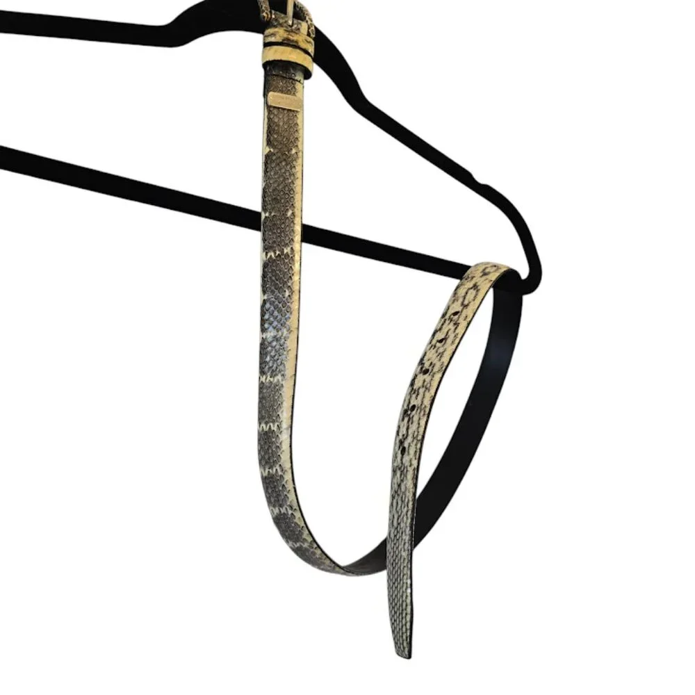NINE WEST EXTRA LARGE GENUINE SNAKE BELT SIMULATED LEATHER LINING CREAM BLACK